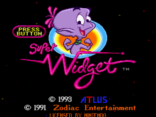 Super Widget title screen for Super Nintendo